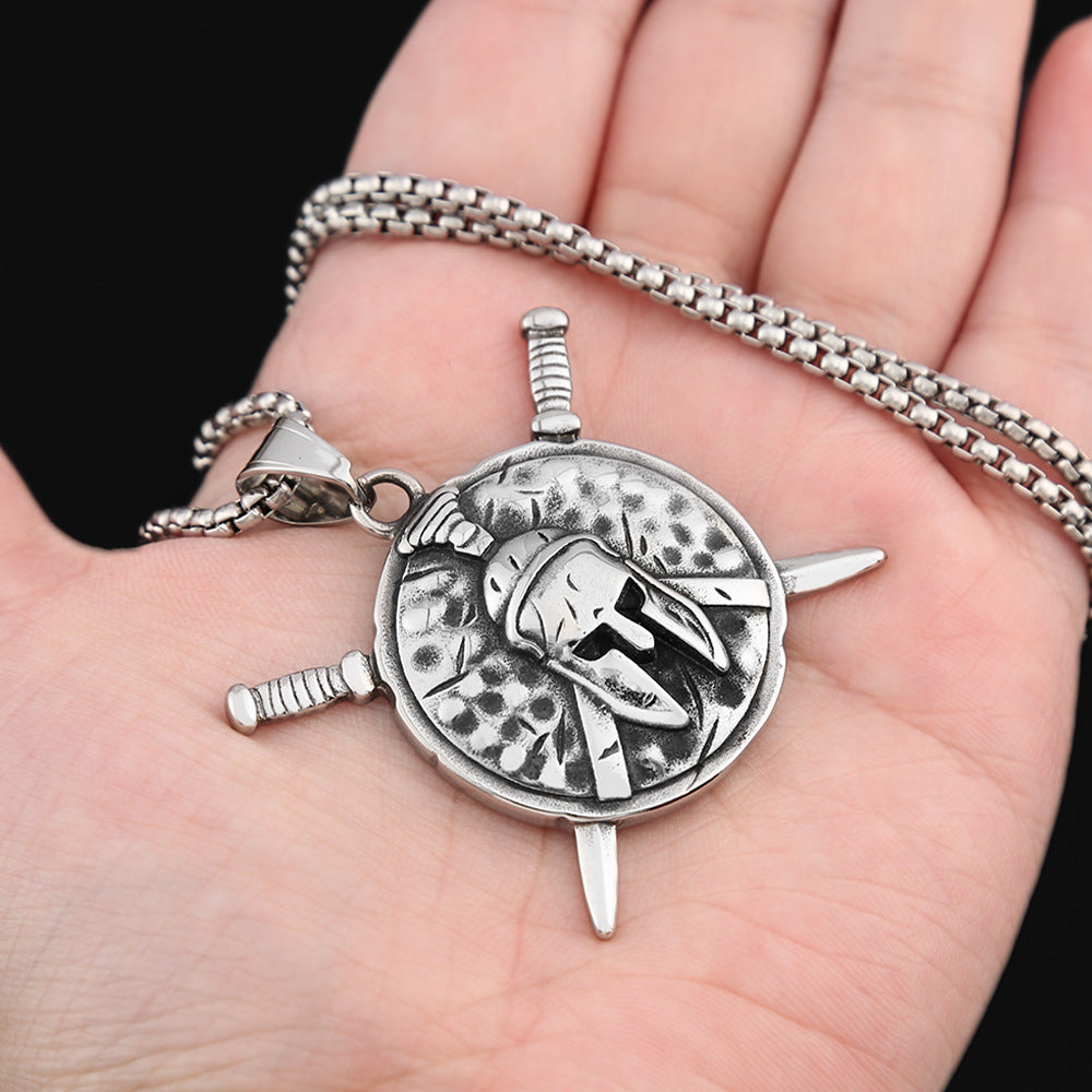 Vintage Dagger Mask Stainless Steel Men's Pendant Necklace