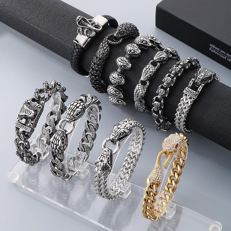 Rock Inlaid Zircon Snake Element Series – Snake Head Bracelet