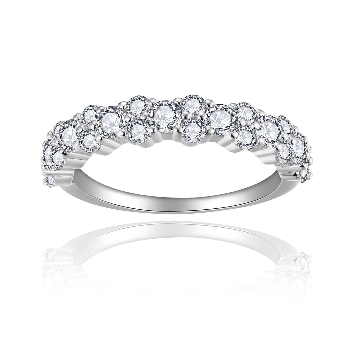 2025 New Star Dot Women's S925 Silver Mozzarella Diamond Row Ring