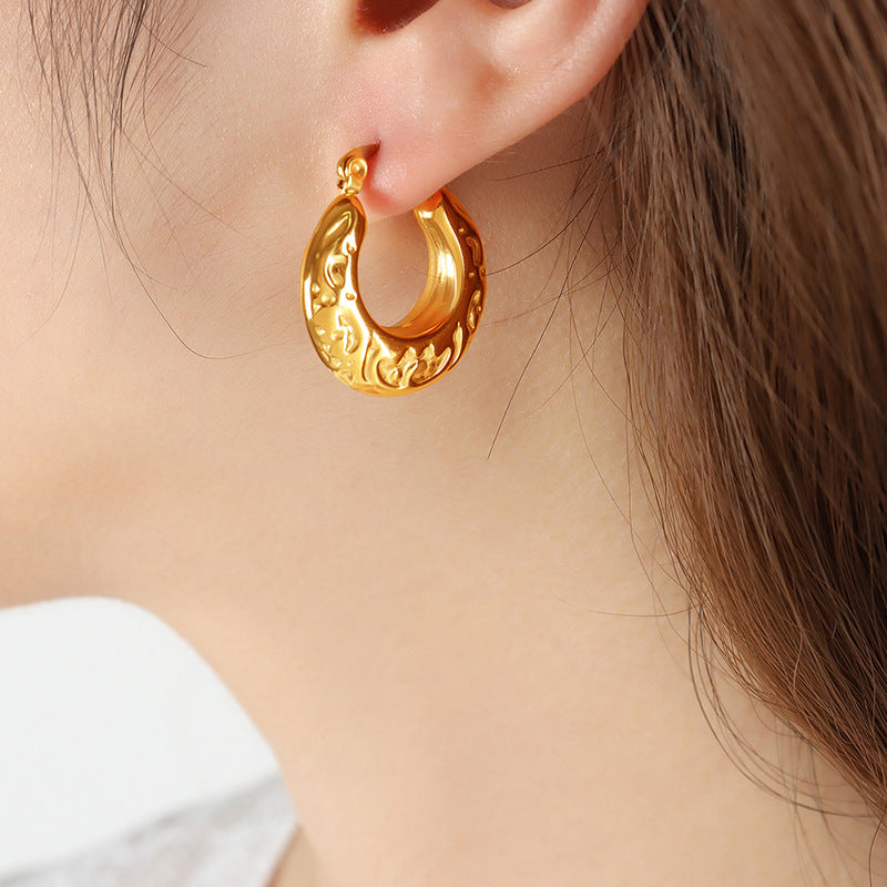 Exaggerated Gold Circle Earrings with Niche Design for Women