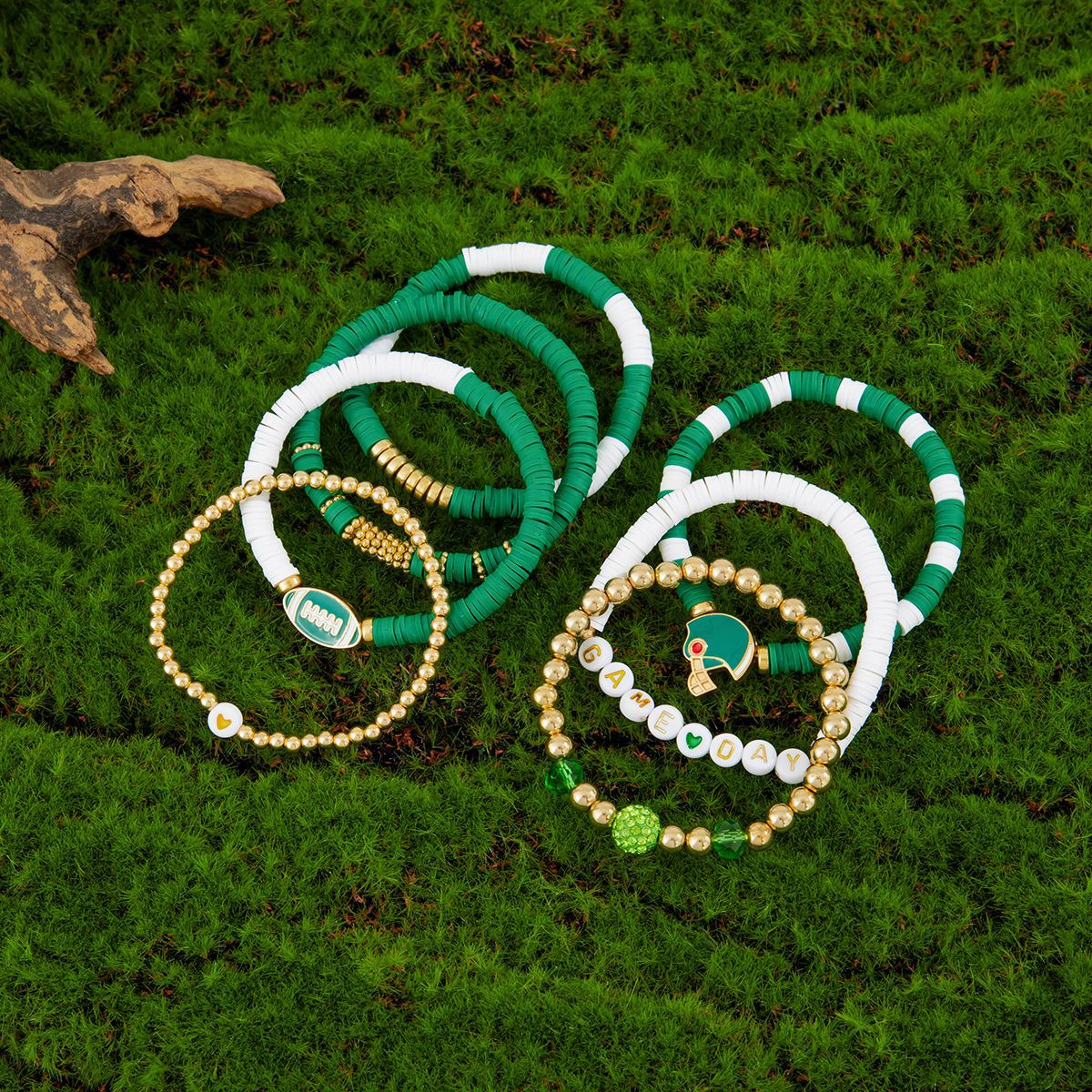 Planderful Football Bracelet Set Vienna Verve Game Day Jewelry For Women Bold Colorful Drip Statement