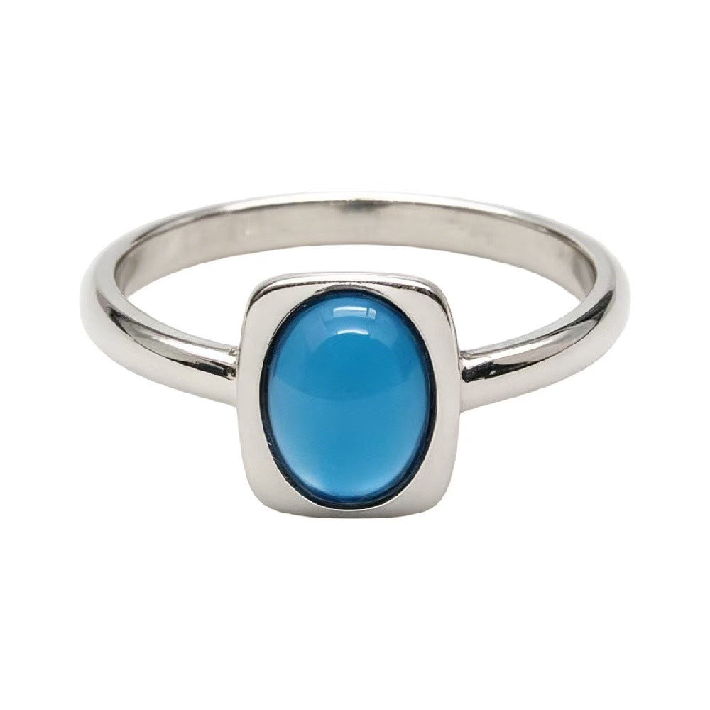 Colored Stone Titanium Steel Ring