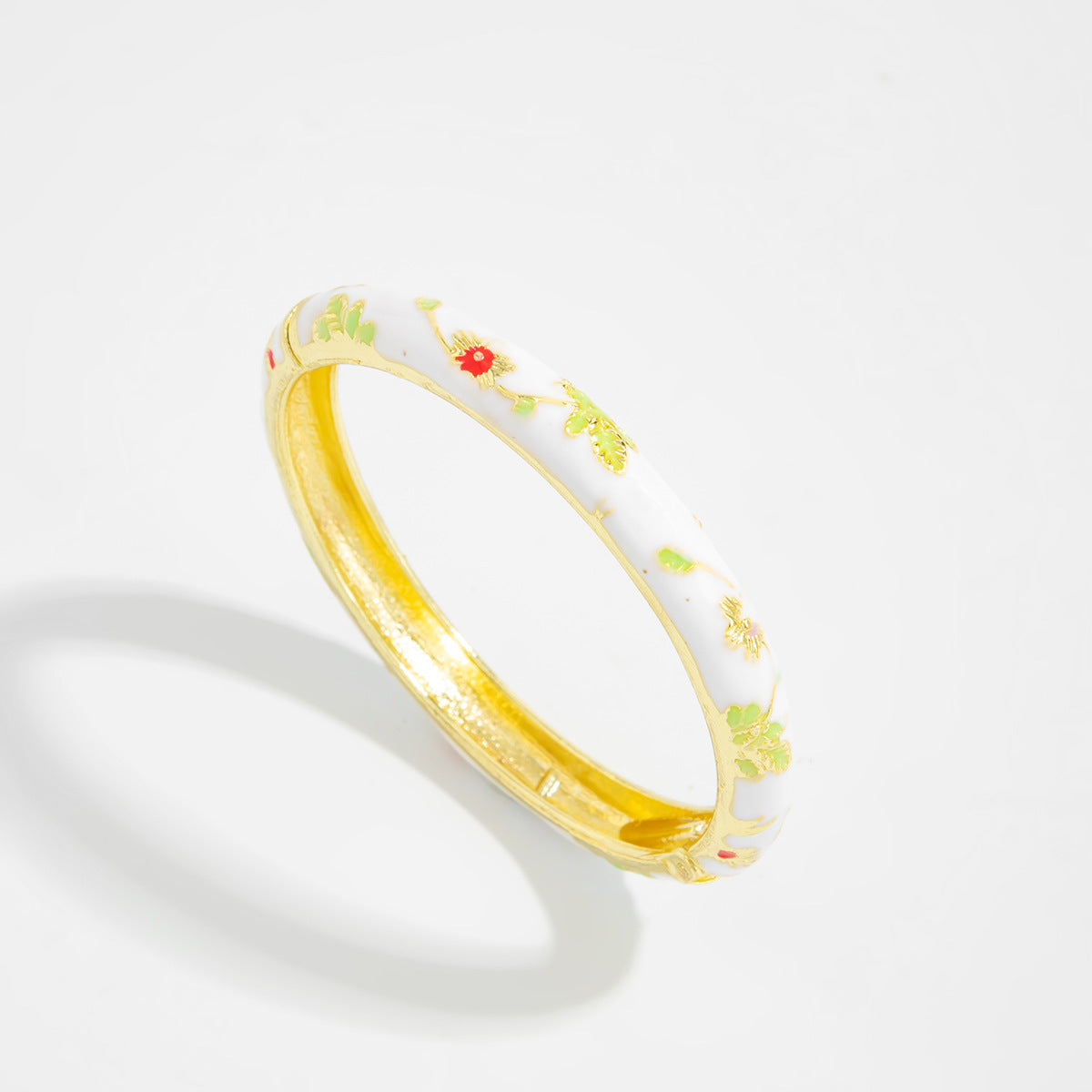 Planderful Vienna Verve Floral Opening Bracelet For Women Pastel Color Dripping Oil Style Elegant Metal Jewelry