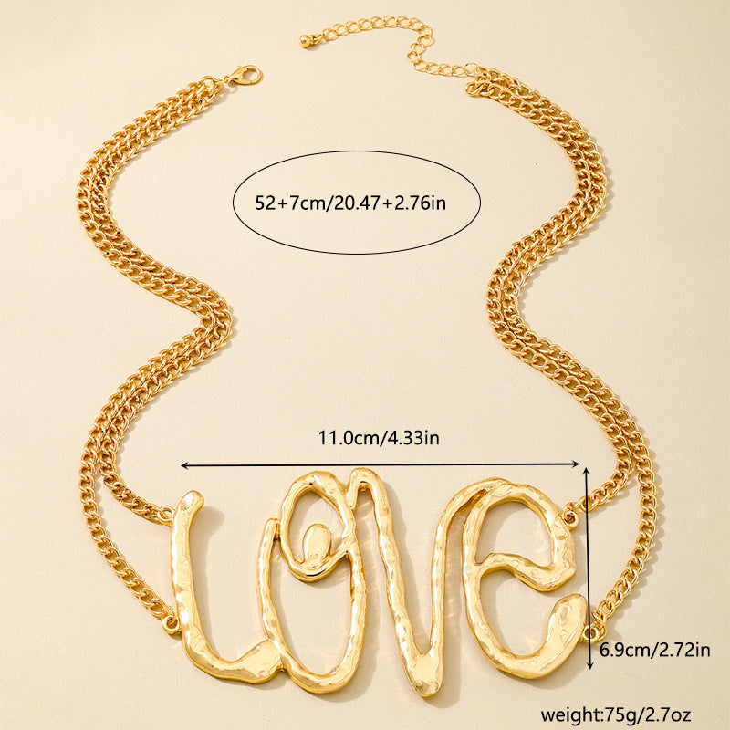 Planderful Vienna Verve Necklace – Bold Heavy Metal Love Letter Design