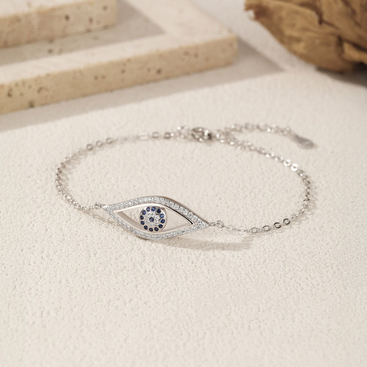 925 Sterling Silver Eye Openwork Zircon Bracelet