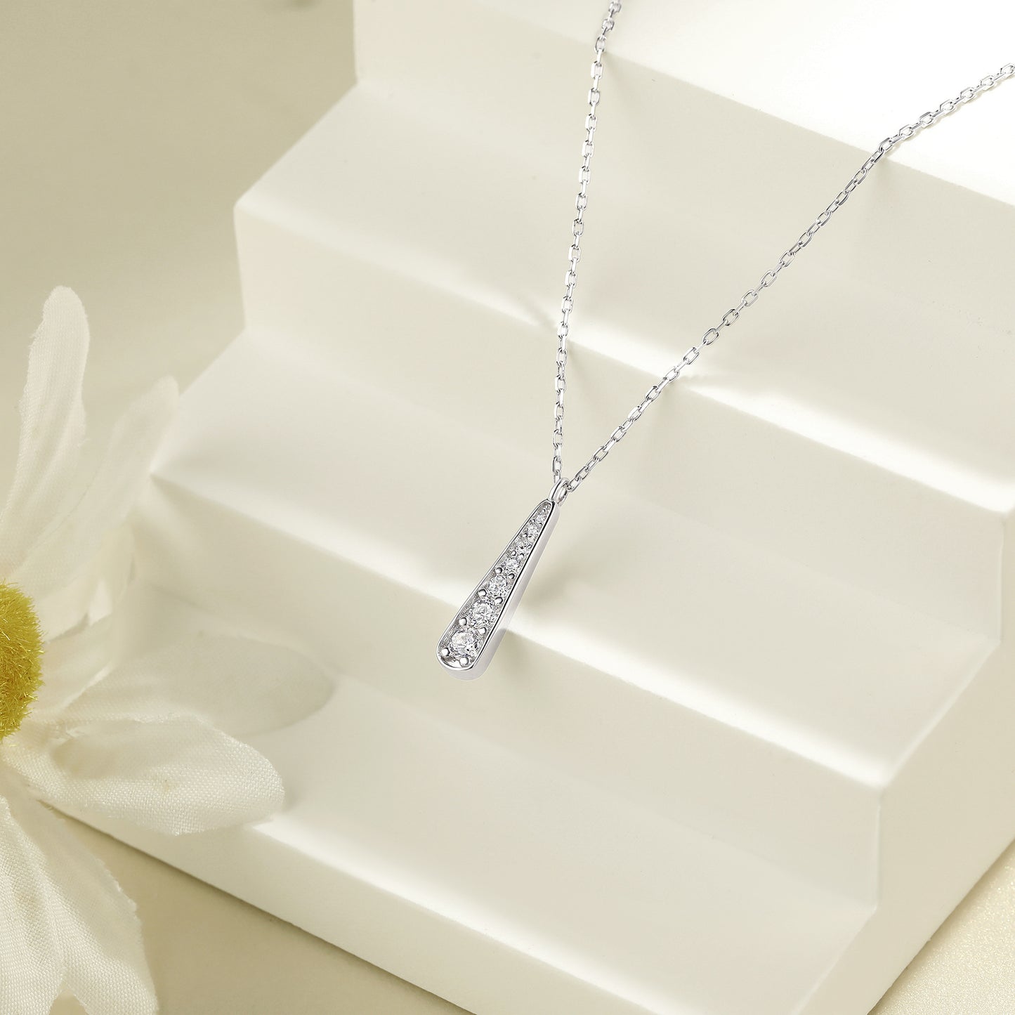 Planderful Sterling Silver Necklace Zircon Drop For Her