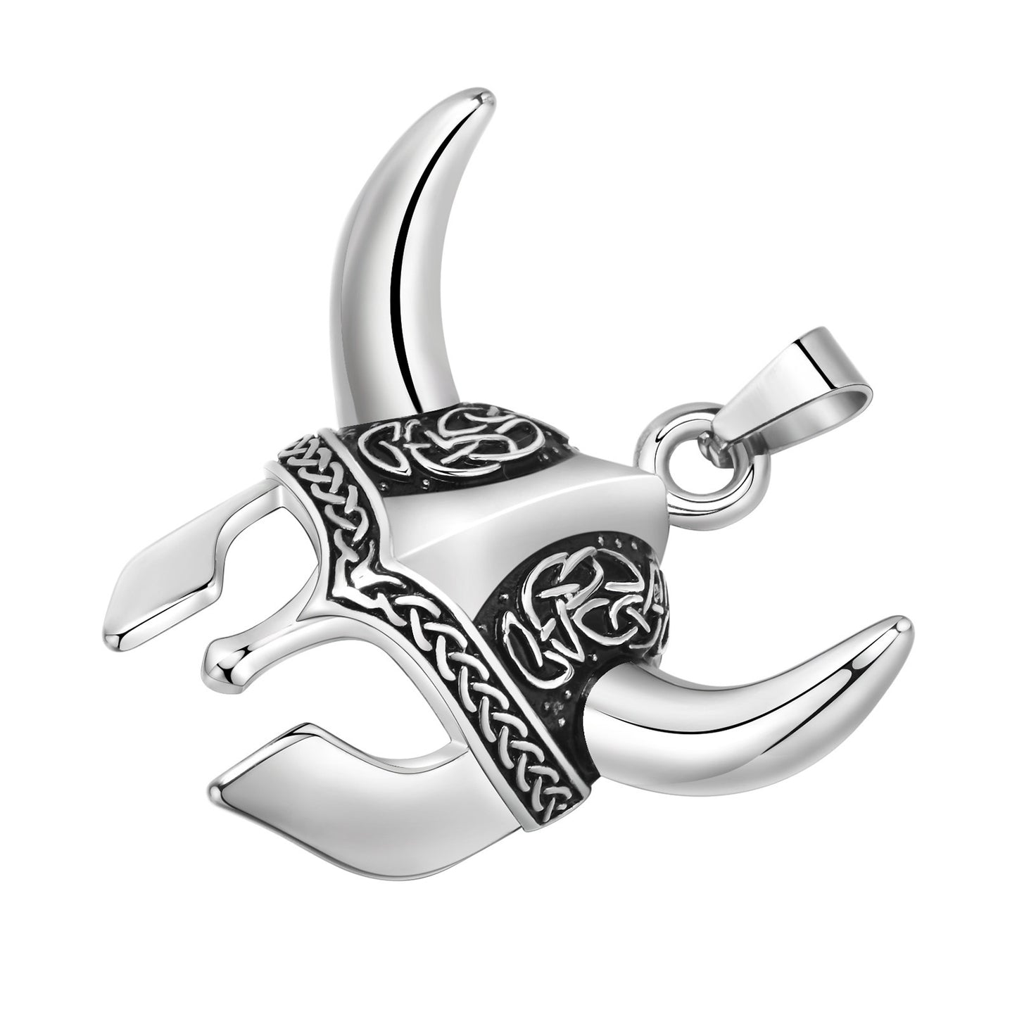 Stainless Steel Celtic Knot Viking Mask Pendant Necklace