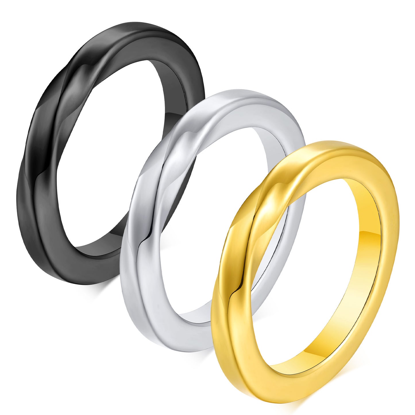 Stainless Steel Mobius Black Ring Simple Fashion Ring for Men