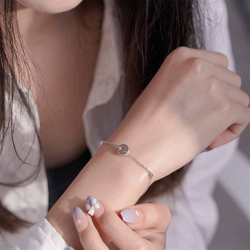 Korean Version Sterling Silver Bracelet with Zircon S925 for Girls