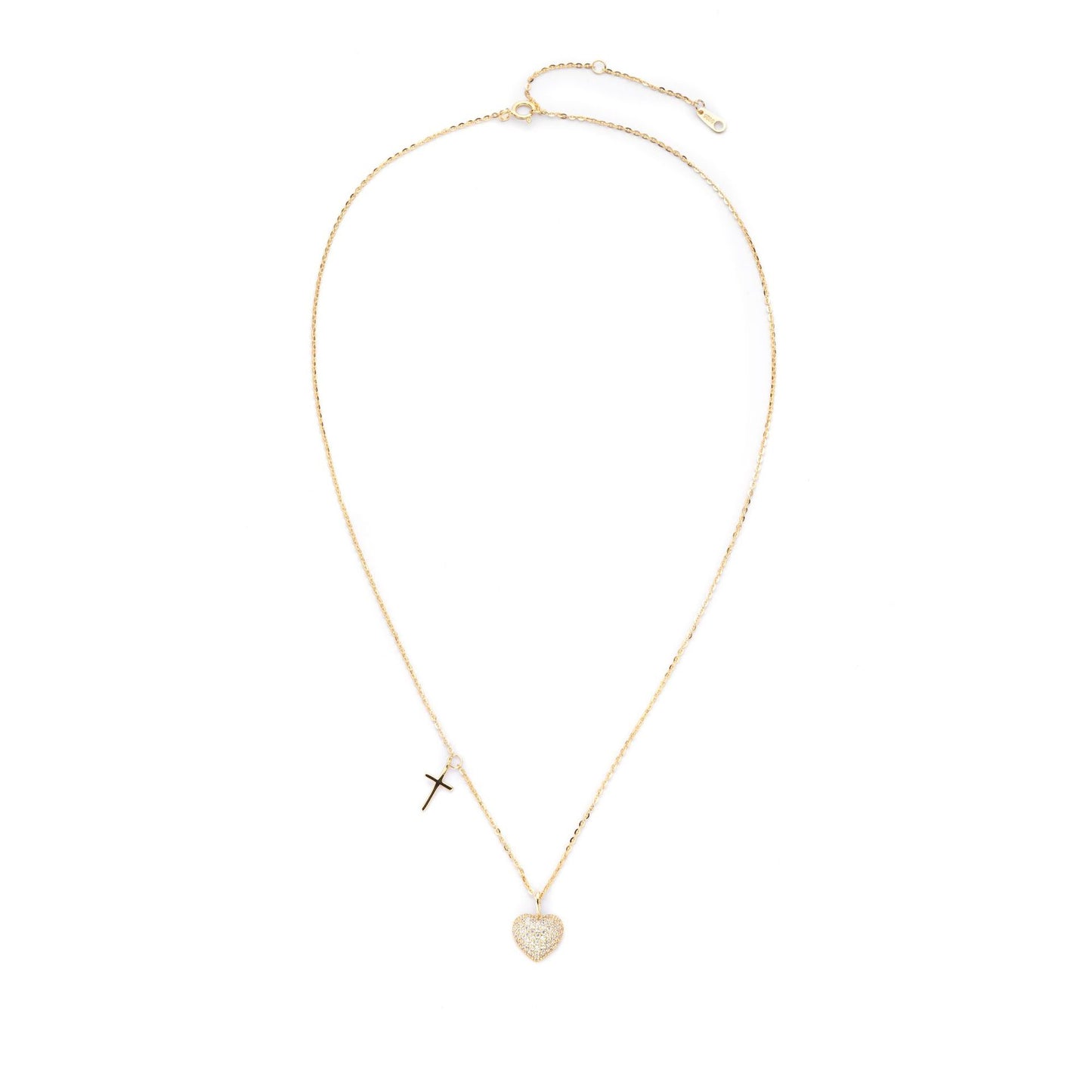 Korean S925 Silver Necklace Female Full Zircon Love Cross Pendant