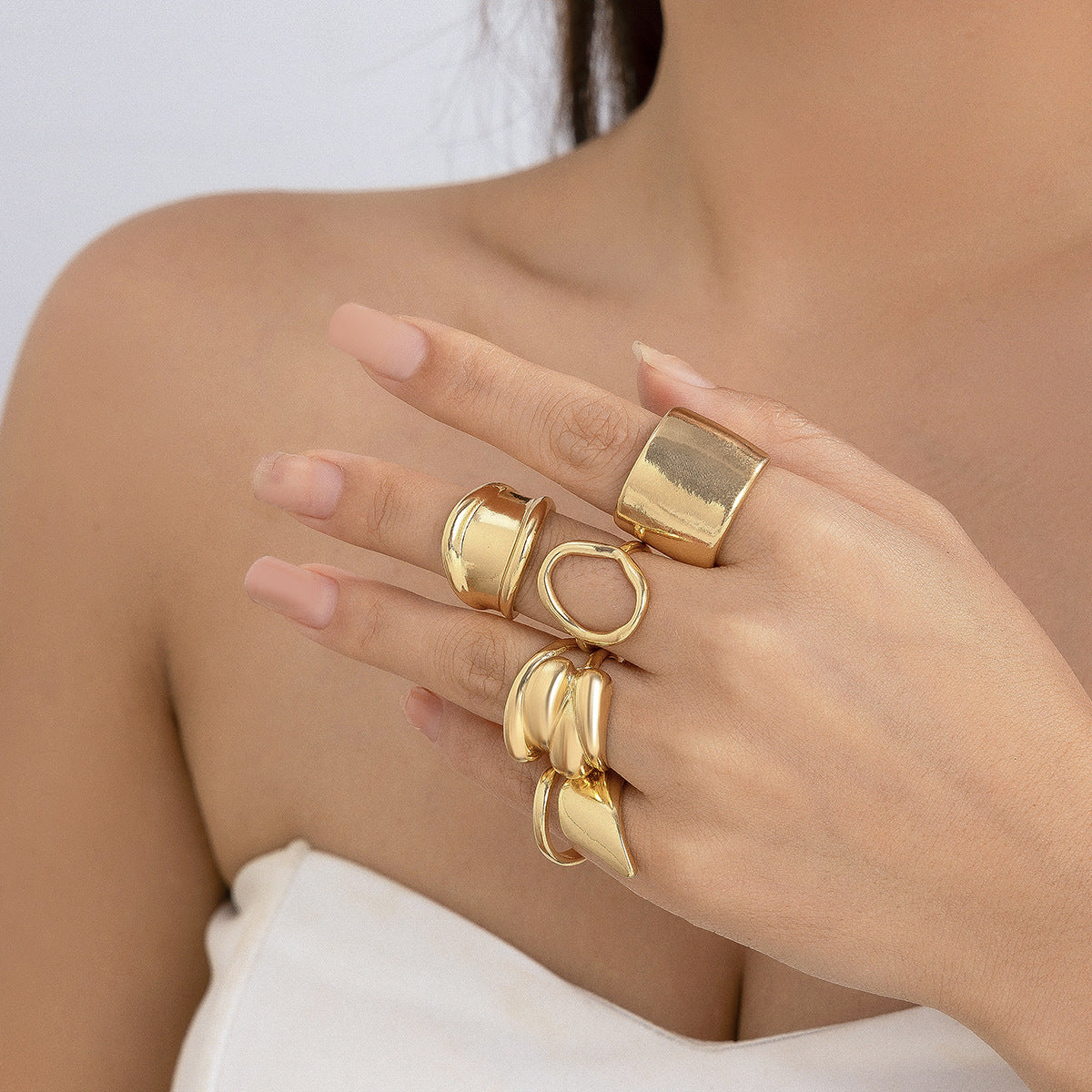 Planderful Vienna Verve Geometric Metal Ring For Fashion Forward Adults With Irregular Lava Texture