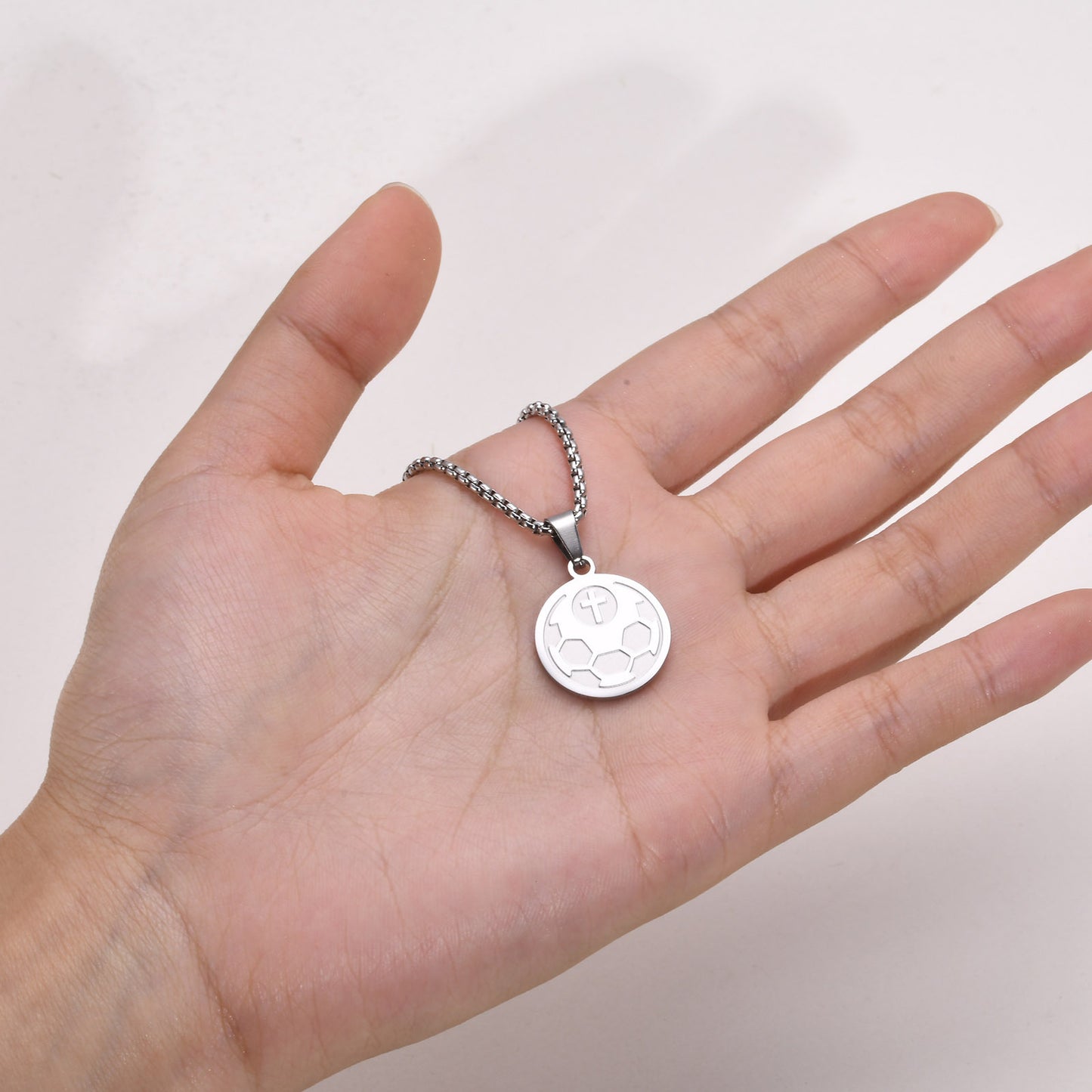 Stainless Steel Football Round Brand Pendant Necklace for Men