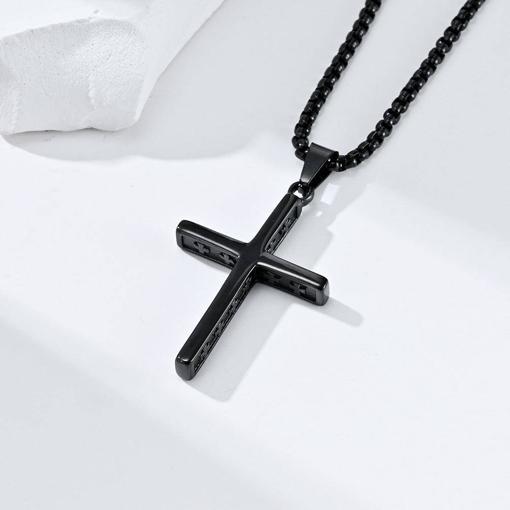 Amazon European and American Style Stainless Steel Cross Necklace Pendant for Men