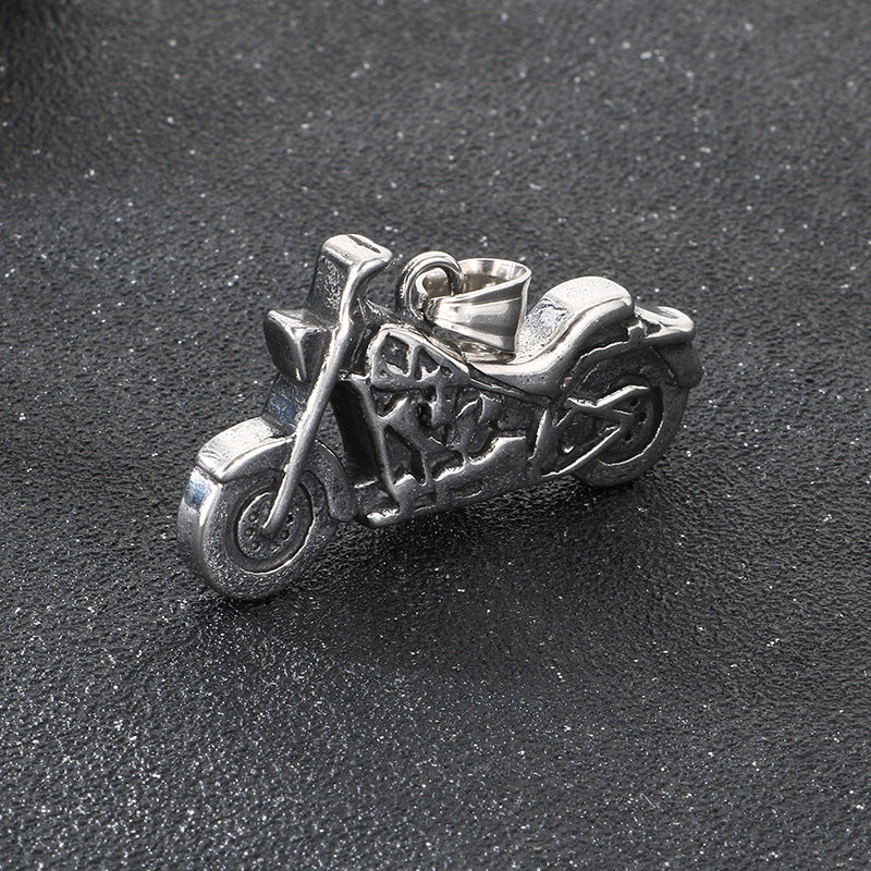 Style Skull Motorcycle Pendant, Punk Stainless Steel Trendy Man Truck Locomotive Pendant Necklace