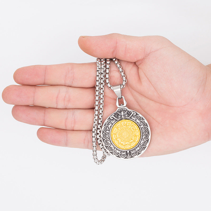 Steel Necklace – Vintage Bagua Pendant For Men