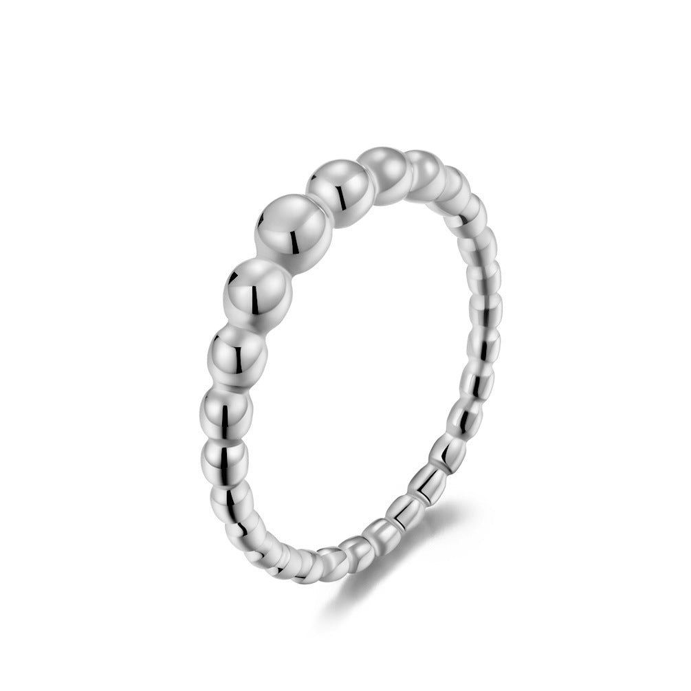 Gender-Neutral Clothing – Brand Style Irregular Round Bead Stainless Steel Women's Ring