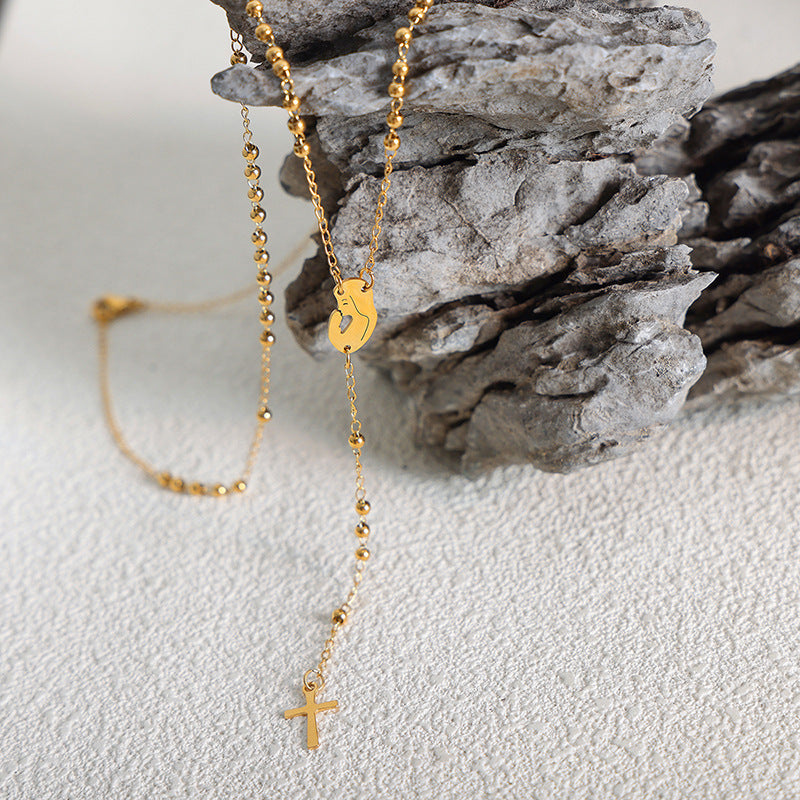 Luxurious European Style Titanium Steel Gold-plated Tassel Necklace for Women