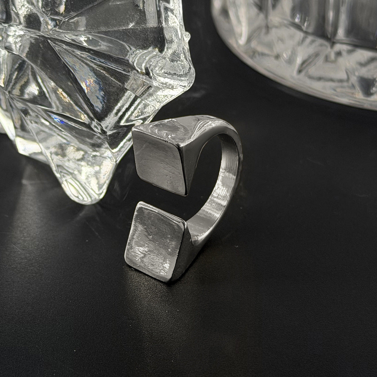 Planderful Vienna Verve Bold Geometric Resin Stone Square Ring for Women Large Wide Surface Statement Jewelry