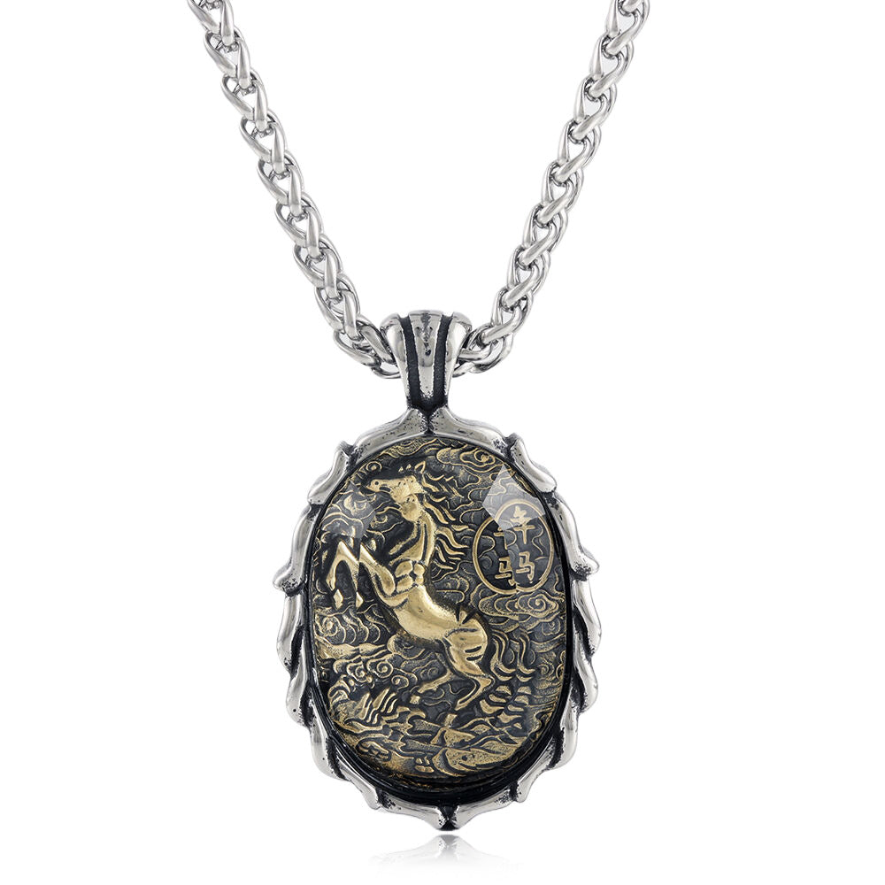 European And American Titanium Steel Animal Zodiac Pendant