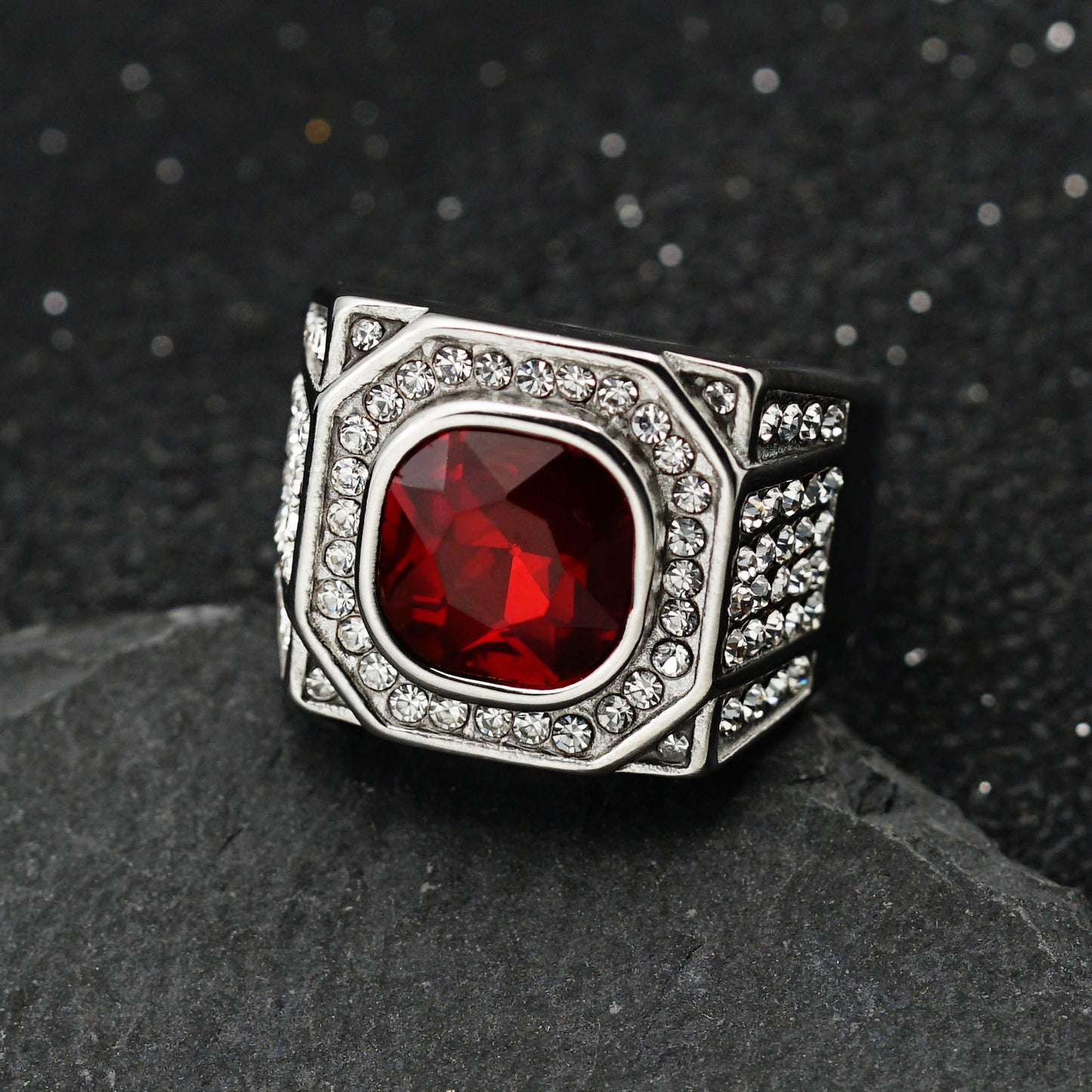 Planderful Everyday Genie Stainless Steel Zircon Ring Personalized for Men Unisex Statement Jewelry