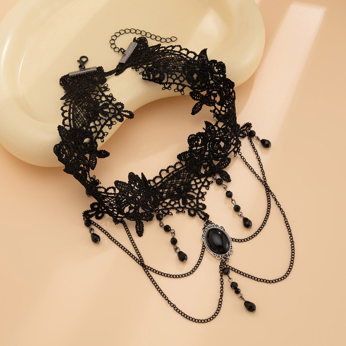Gothic Lace Gemstone-Style Choker