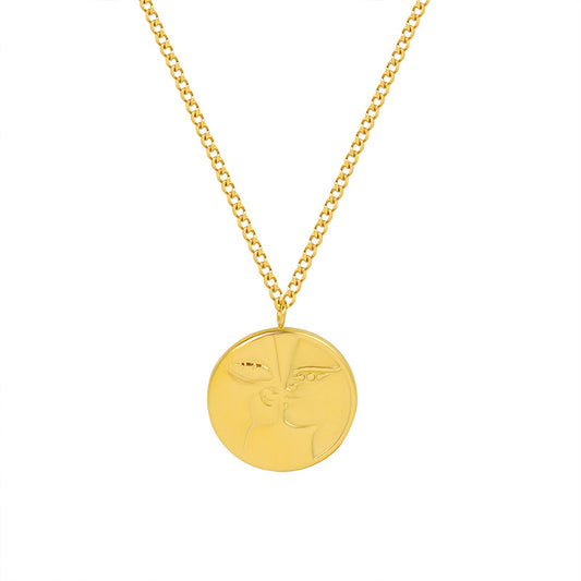 Luxurious Gold Plated French Design Necklace with Unique Concave and Convex Face Shape