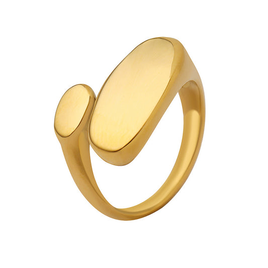 Unique Open Ring in Titanium Steel with 18k Gold Tail Detail - Everyday Genie Collection