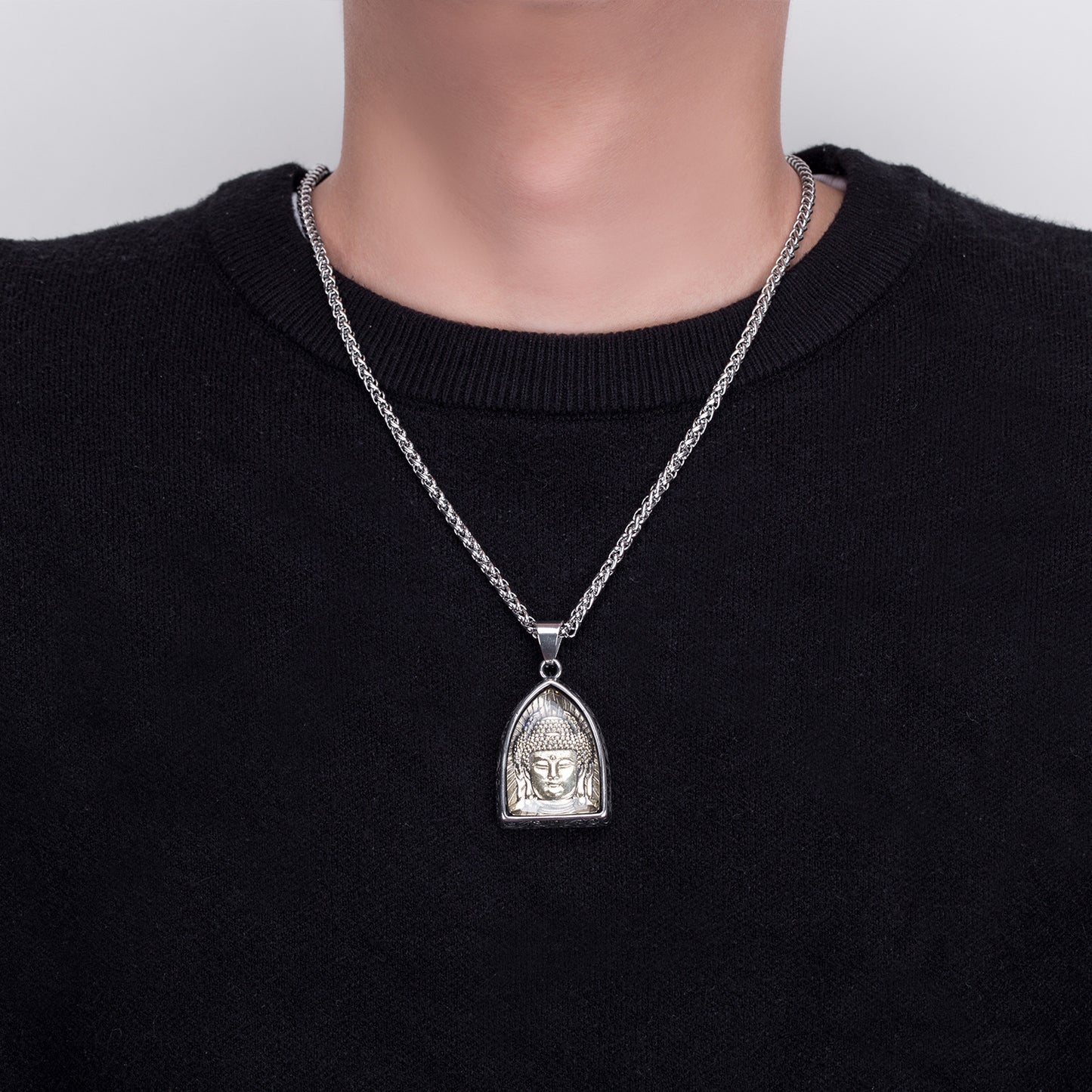 Steel Necklace – Vintage Eight Patron Saints Natal Amulet Zodiac Pendant For Boys