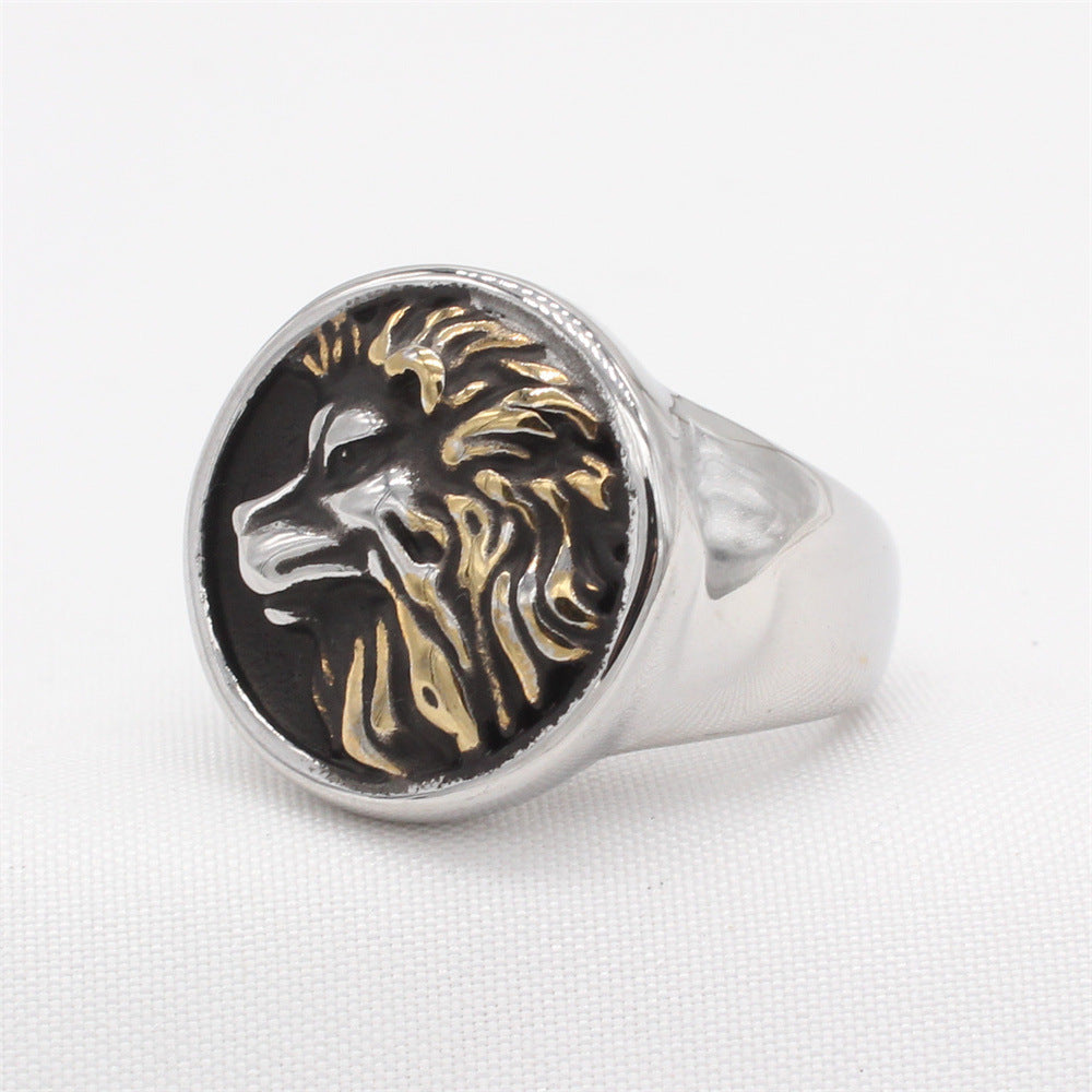 Planderful Everyday Genie Retro Lion Men's Titanium Steel Ring – Personalized European and American Style