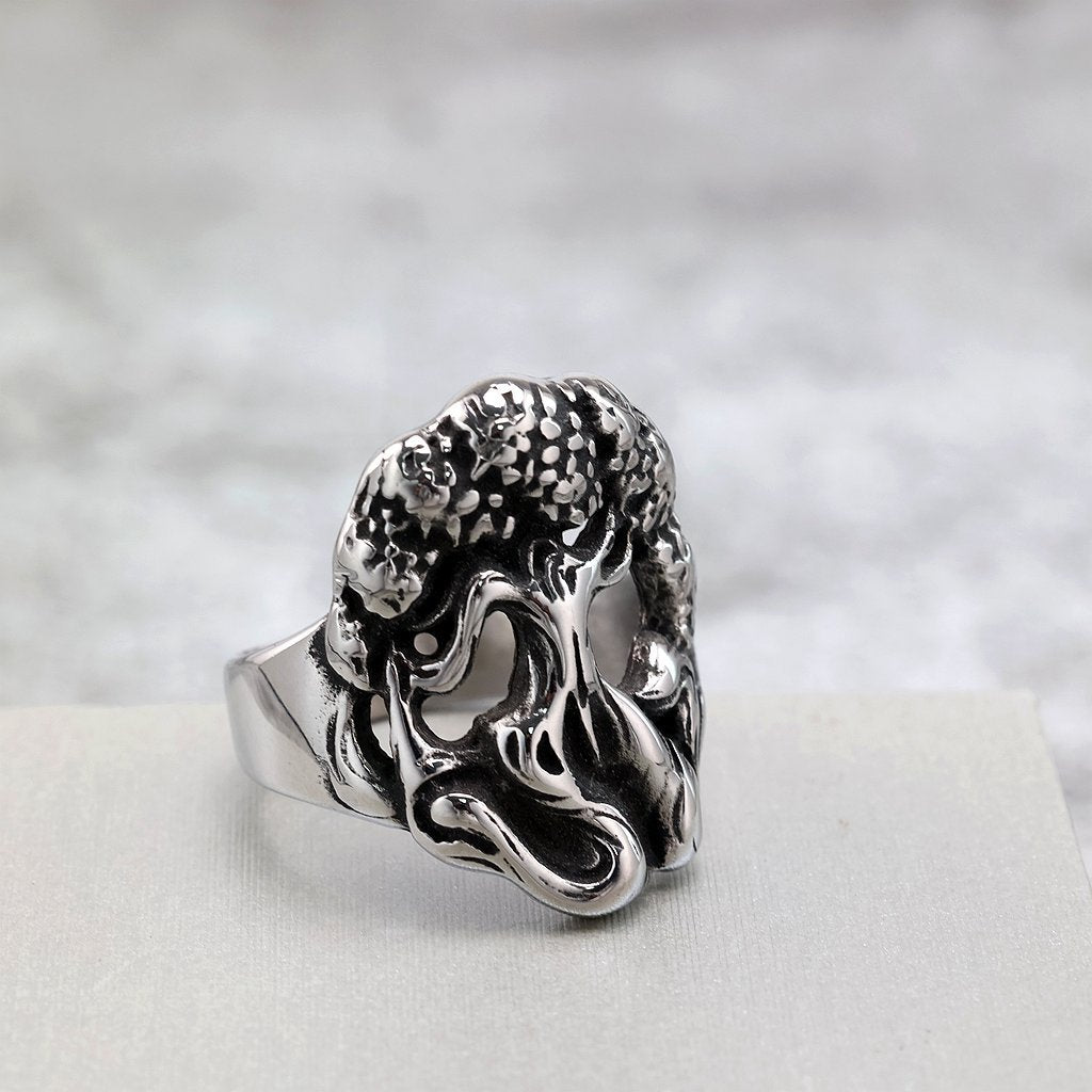 Punk Tree of Life Stainless Steel Men's Ring