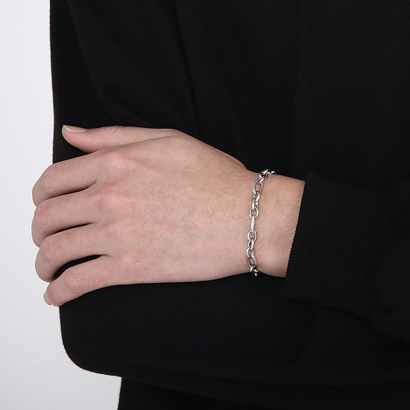 Internet Celebrities With Plain Chain Commuter Stainless Steel Chain Bracelet