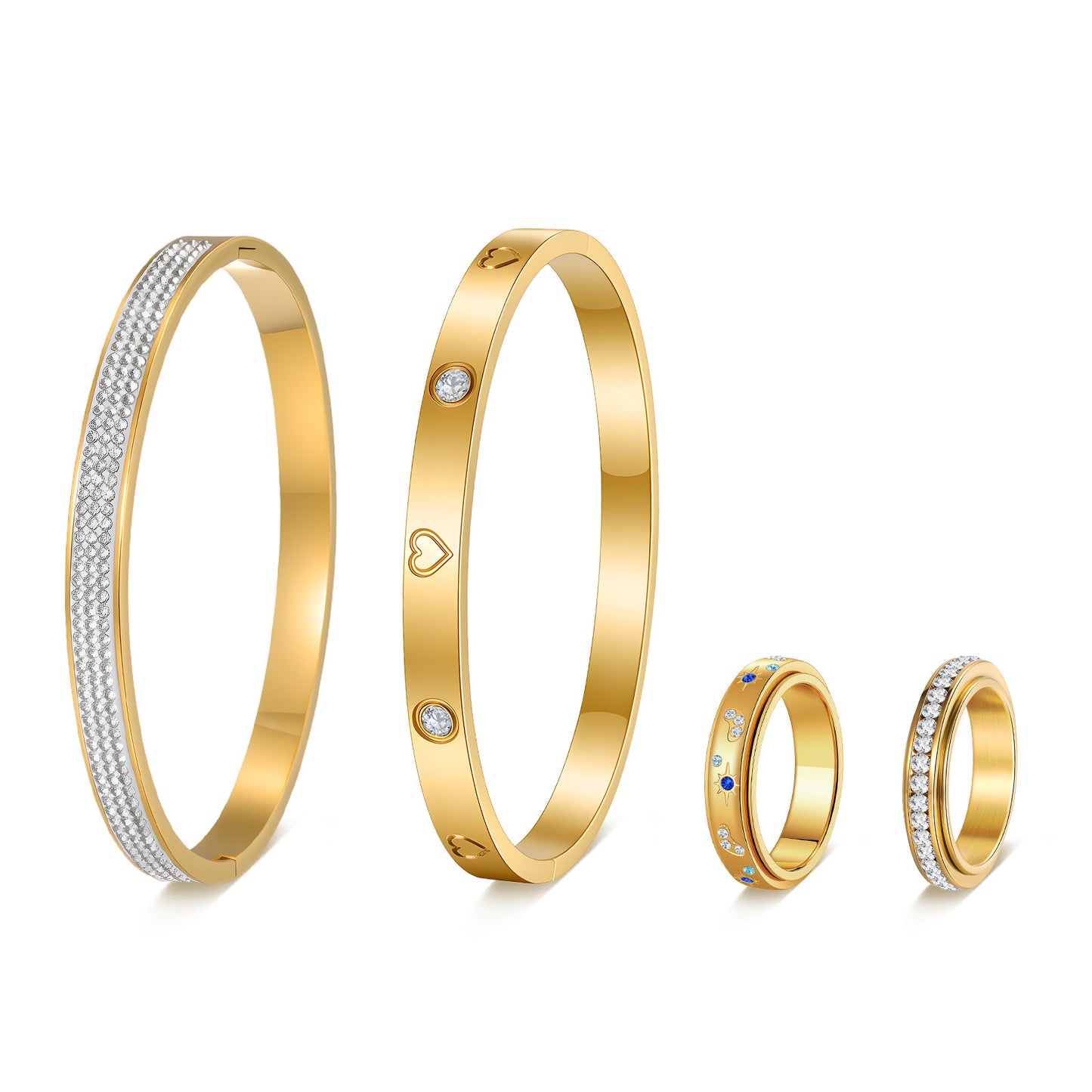 Planderful Zircon Ring Bracelet Set For Women Unisex Light Luxury Everyday Protection Statement Jewelry