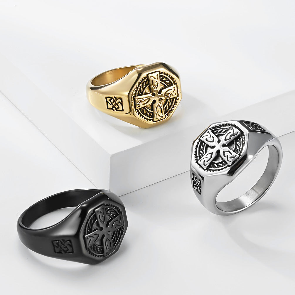 Celtic Knot Cross Vintage Stainless Steel Ring for Men