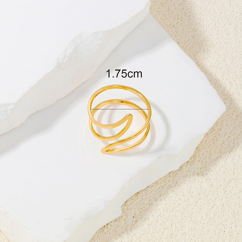 Vienna Verve Collection: Elegant Handcrafted Metal Tornado Women's Ring in Double-Layer Design