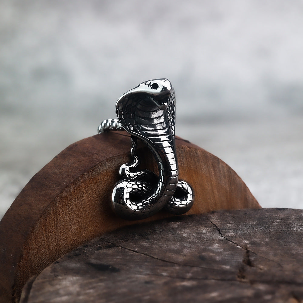 European And American Retro Men's Stainless Steel Mamba Cobra Pendant Necklace