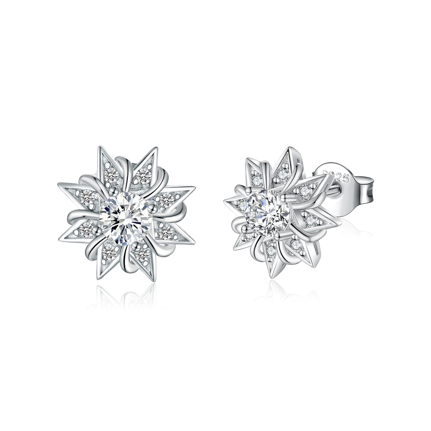 Fashion 925 Sterling Silver Sunflower Stud Earrings Wholesale