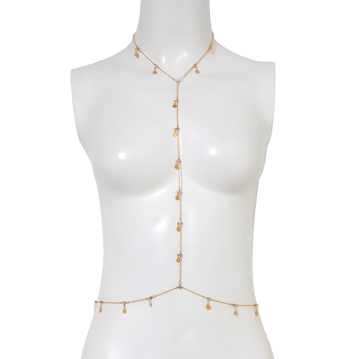 Elegant Hollow Body Chain Necklace and Waist Chain Set with Round Beads for Women