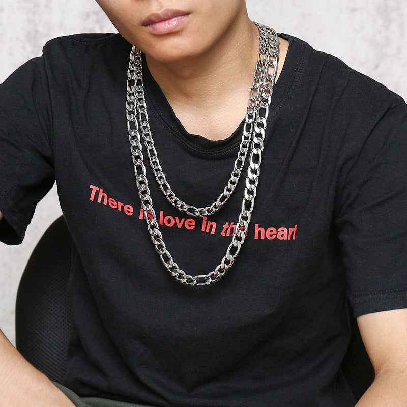 Figaro Chain Sweater Chain 6mm Stainless Steel Necklace for Men