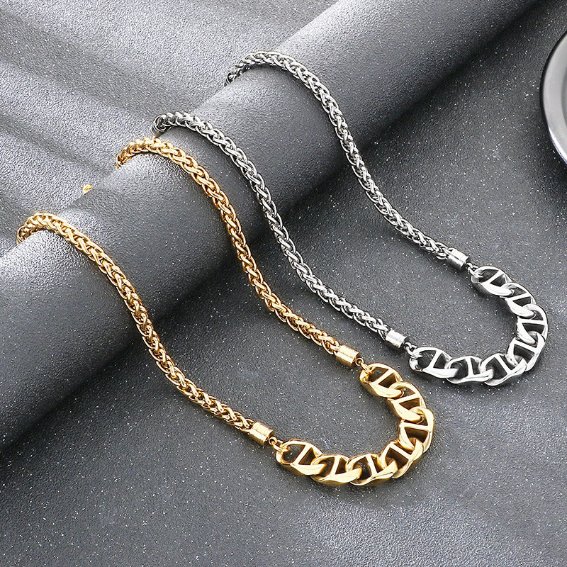 Collarbone Chain, Hip Hop Pig Nose Chain, Vacuum Electroplated Flower Basket Chain, Stainless Necklace