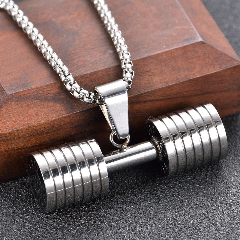 Planderful Everyday Genie Fitness Dumbbell Necklace For Men Durable Stainless Steel Pendant