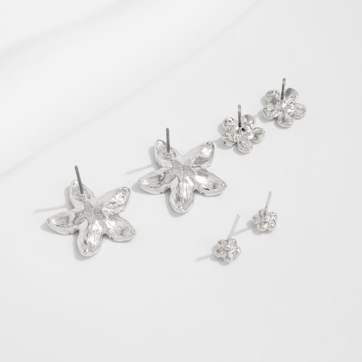 Planderful Vienna Verve Five Petal Flower Stud Earrings Set Chic Versatile Jewelry for Women