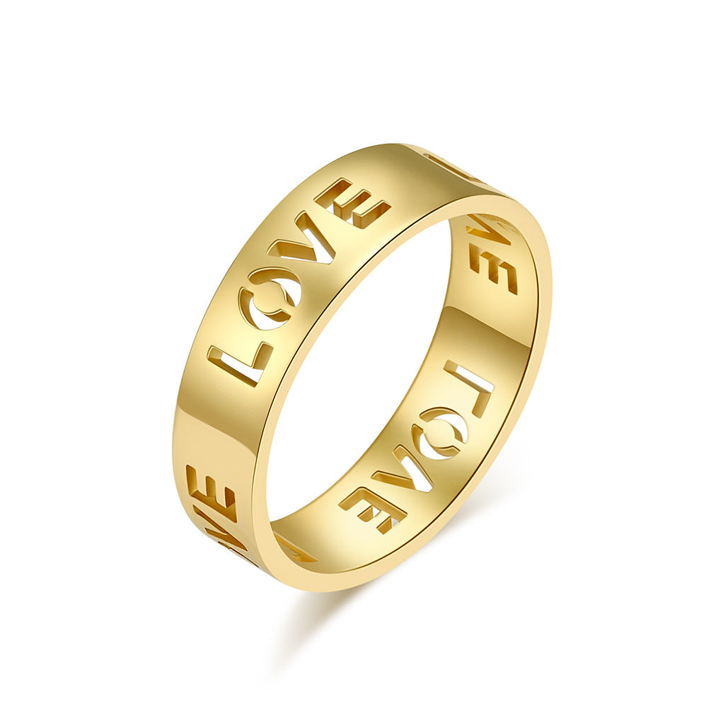 6Mm Wide Cross-Border Simple LOVE Titanium Steel Ring