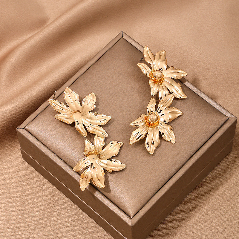 Metallic Irregular Flower Earrings - Vienna Verve Collection