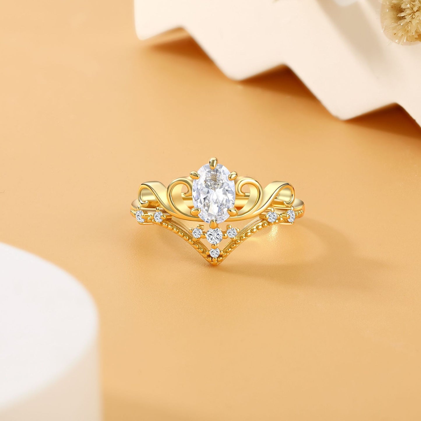 Cross-Border 18k Gold Electroplating Court Retro Crown Ring