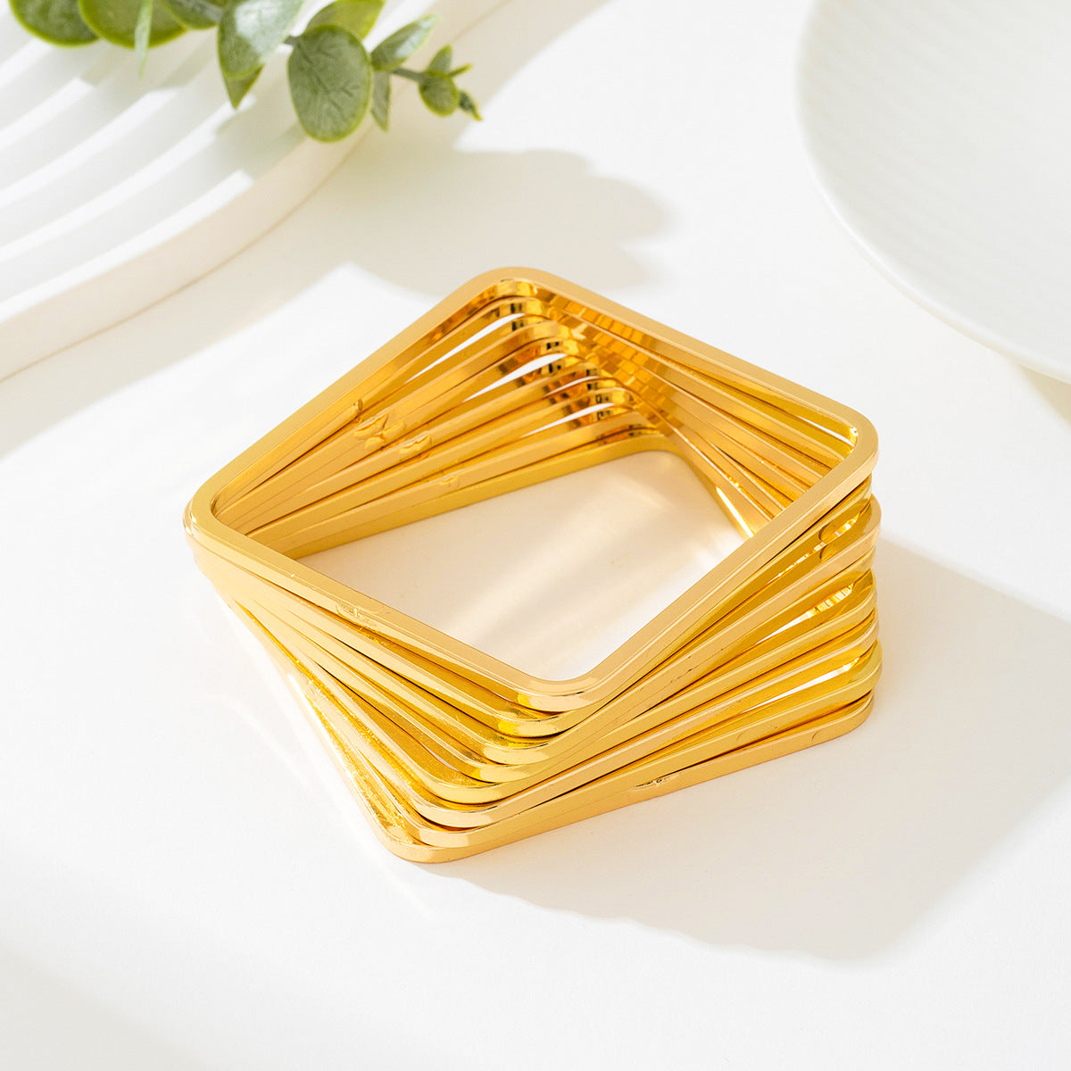 Planderful Vienna Verve Bracelet Set – Exaggerated Metal Geometric Design