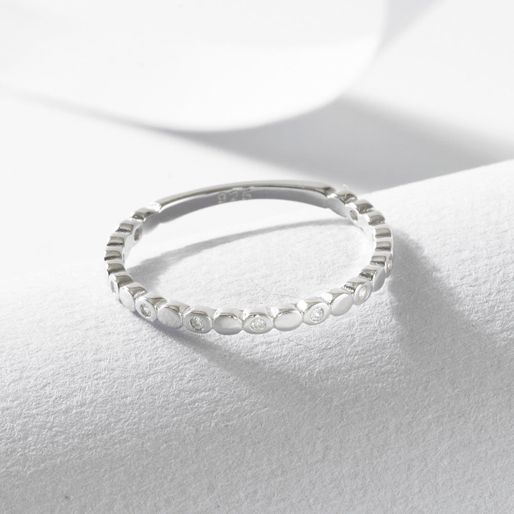 Circle Zircon Sterling Silver Ring Wind Ring