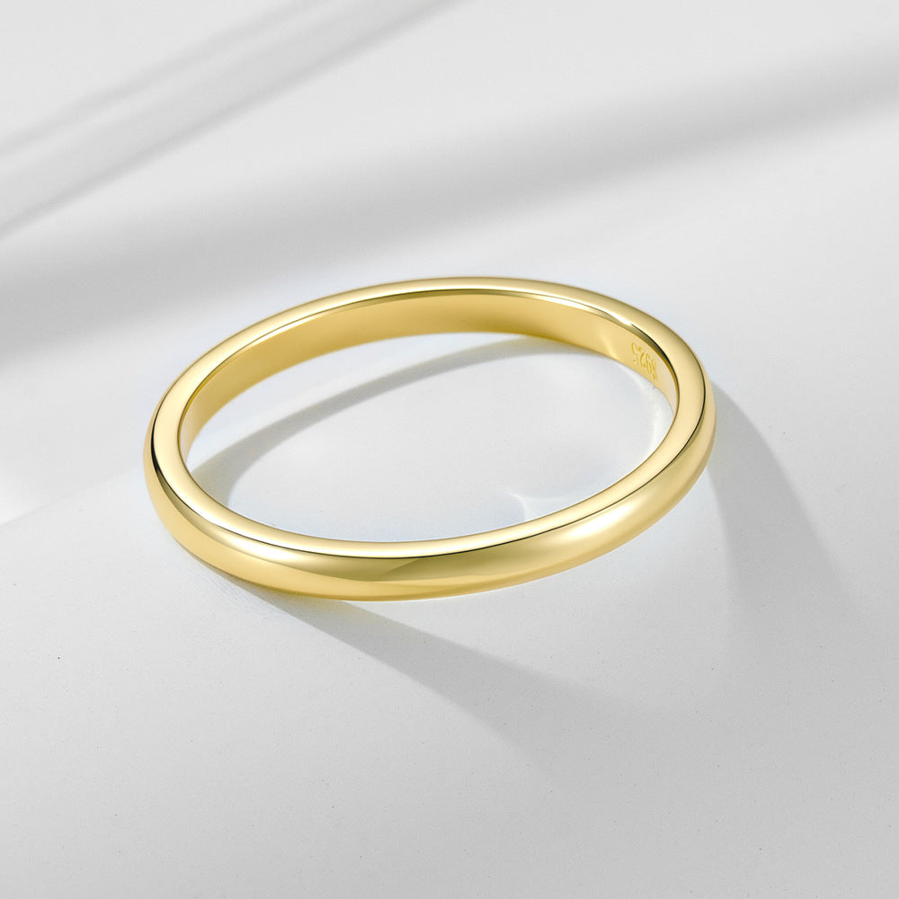 S925 Sterling Silver Plain Ring Gold-Plated Ring Classic Aperture Ring High Quality