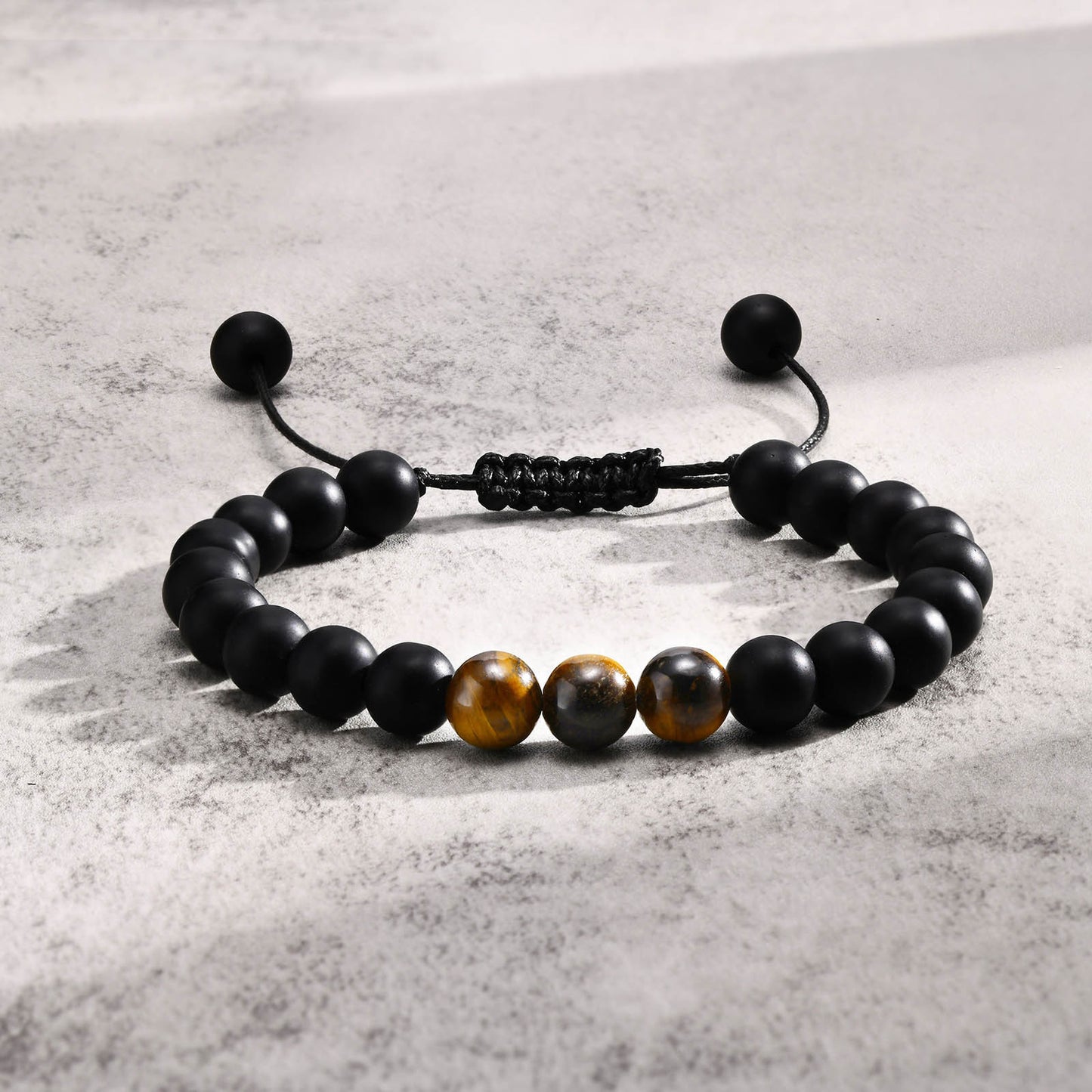 Men's Bracelet Beaded Natural Agate Tiger's Eye Woven