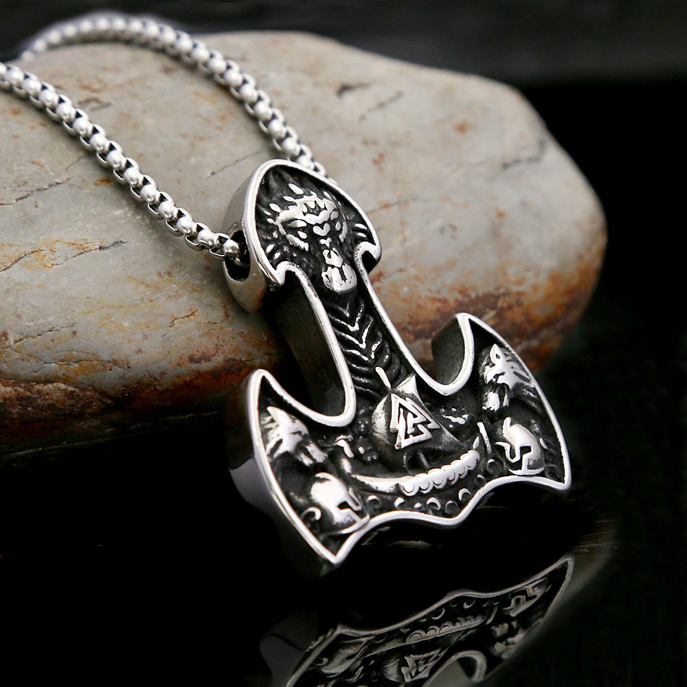 Retro Titanium Steel Hip-Hop Men's Necklace Viking Pendant