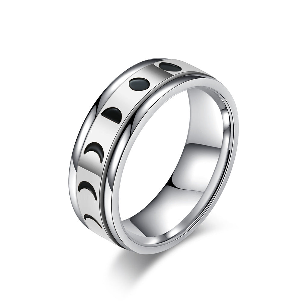 Planderful Total Solar Eclipse Anxiety Relief Ring Rotatable Stainless Steel Fidget Jewelry For Stress Relief